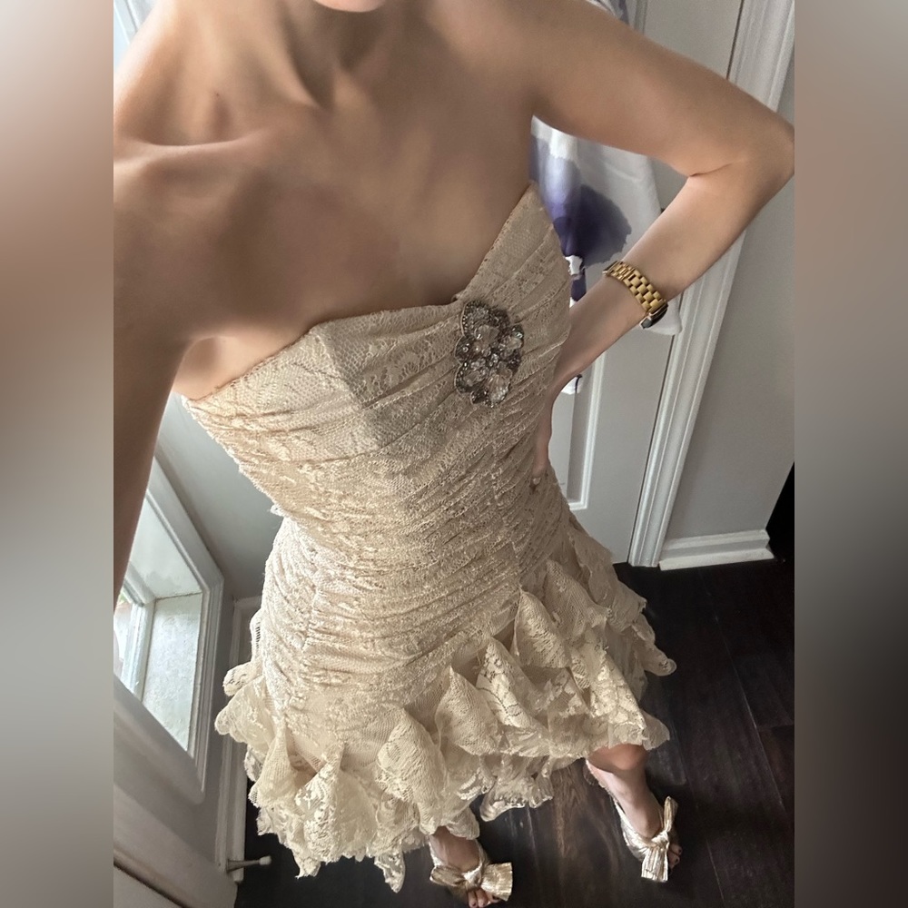 Jessica McClintock Y2K Lace Cocktail Dress - Picture 1 of 12